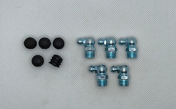 Комплект угловых пресс-масленок М8х1 90 градусов с защитным колпачком 10 шт Комплект угловых пресс-масленок М8х1 90 градусов с защитным колпачком 10 шт